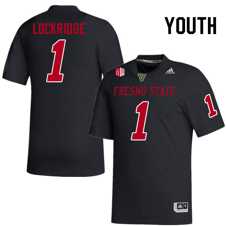 Youth #1 Cam Lockridge Fresno State Bulldogs College Football Jerseys Stitched-Black